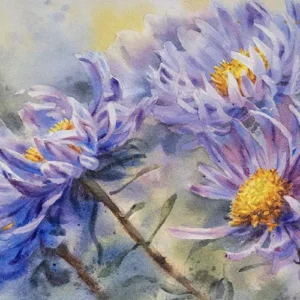 柔美水彩花卉與植物藝術課程封面，展現花瓣層疊與漸層效果